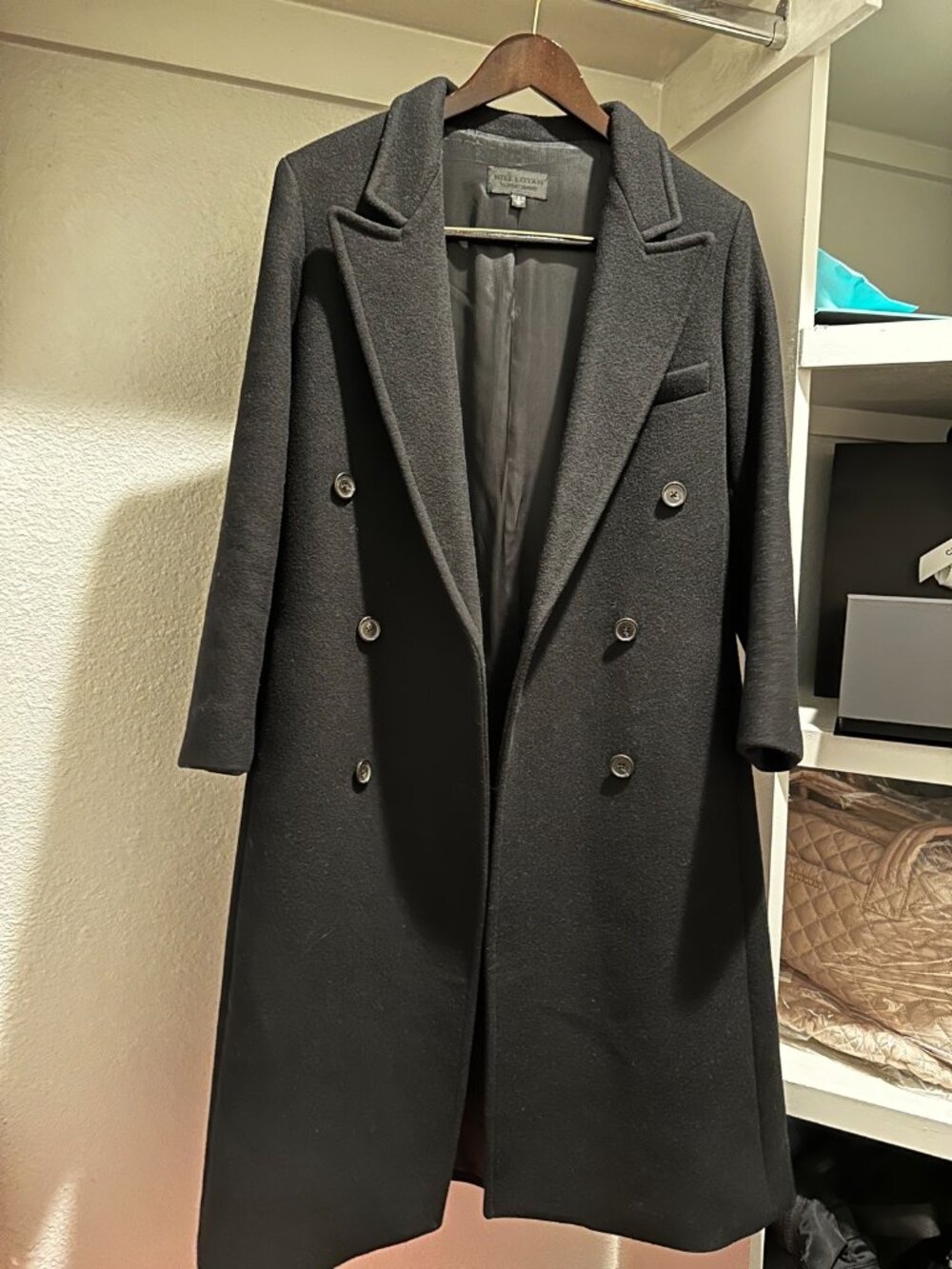 Nili Lotan Black Double Breasted Wool Coat Size 2
